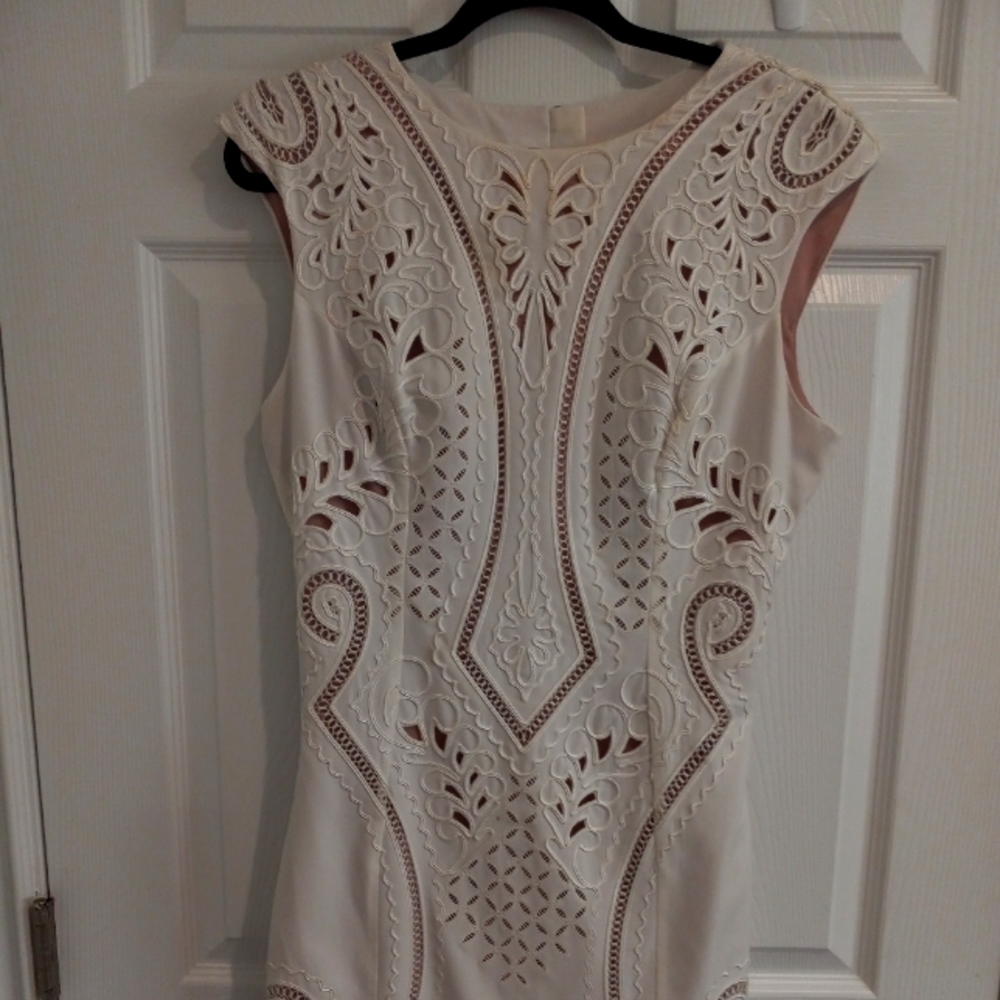 Karen Millen White Laser-Cut Sleeveless Dress